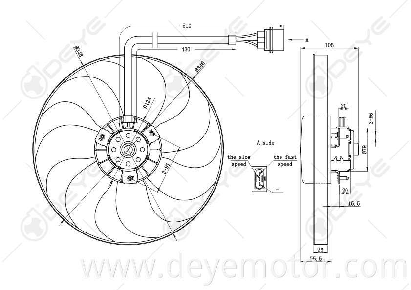 1J0959455B 12v dc radiator cooling fan for A3 TT VW POLO GOLF IV SEAT TOLEDO LENO IBIZA CORDOBA